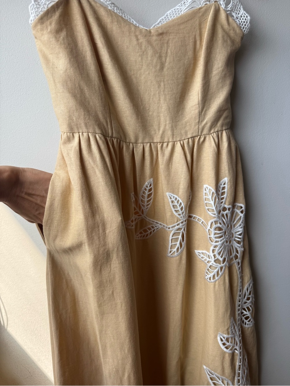 Caroline Constas Cream Maxi Dress with White Lace Appliqué - Picture 8 of 15